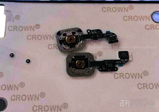 iPhone 5s parmak izi sensörü (üstte) ve iPhone 6 sensörü (altta)